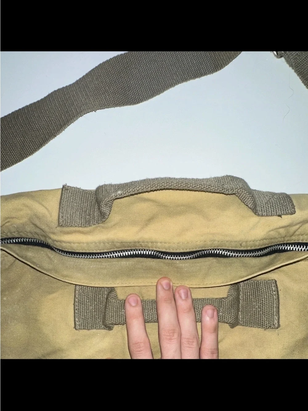 Camel Khaki Canvas Duffel Bag - Men's Travel Shoulder Bag